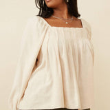 Square Neck Box Pleat Detail Top