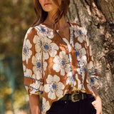 Floral Printed 3/4 Sleeve Blouse