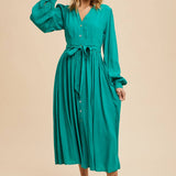 Belted Viscose Maxi Dress | Jade