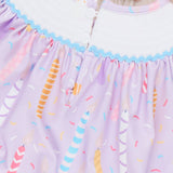 Birthday Girl's Candles Smocked Dress
