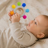 Silicone/Wood Teether: Bright Rainbow