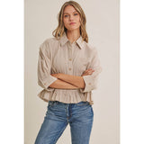 Emily Ruffle Hem Button Down Shirt