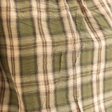 Suede Accent Banded Crinkled Plaid Top