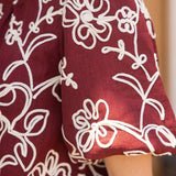 Faye Floral Embroidered Short Bubble Sleeve Blouse