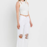 90'S Vintage Crop Flare Jeans | Optic White