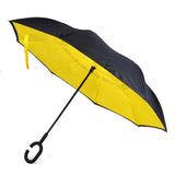 Solid Color Double Layer Inverted Umbrella: Brown
