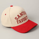 Santa's Favorite Glitter Text 5 Panel Corduroy Cap: Burgundy