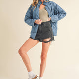 Fae Denim Quilted Jacket | Washed Denim