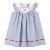 Baseball Smocked Bishop Dress
