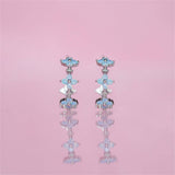 Delicate Gold Blue Flower Hoop Earrings