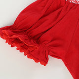 Red Velour Christmas Smocked Bishop Dress