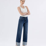 Cosmos High Rise Cuffed Wide Leg Jeans
