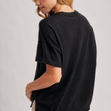 Crew Neck Knit T-shirt | Black