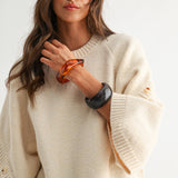 Button Sleeve Knit Pullover