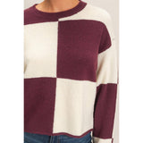 Crew Neck Checkered Sweater