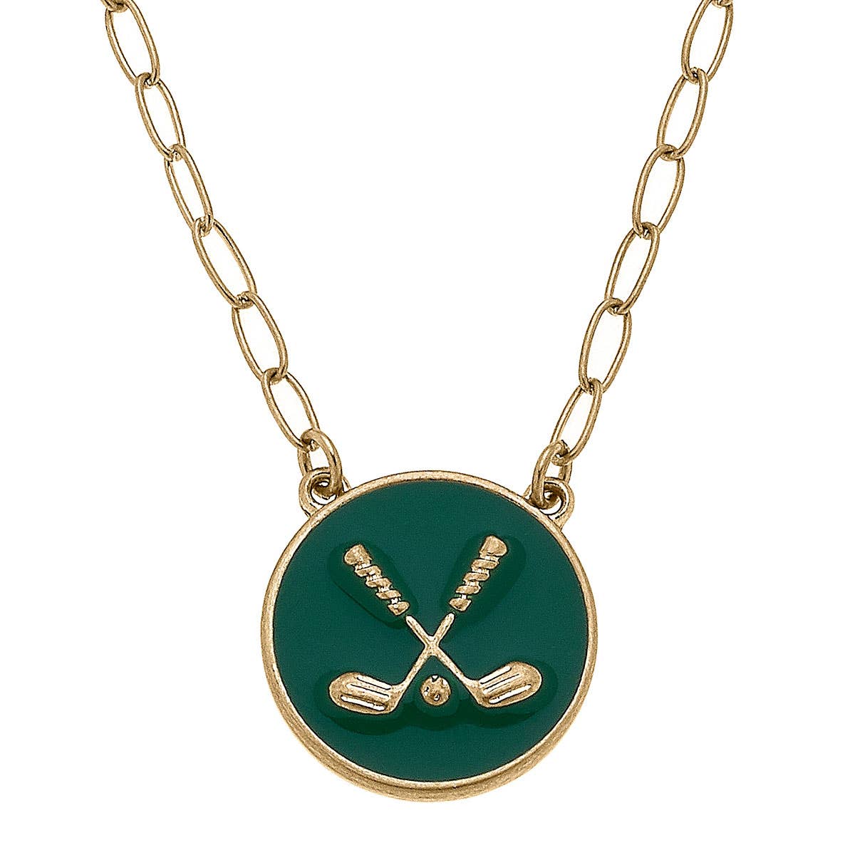 Paige Golf Clubs Enamel Pendant Necklace: Green
