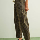 Polka Dot Printed Barrel Pants with Belt