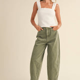 Texture Fabric With Band Sleeve Top | White