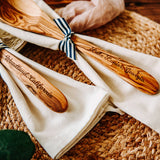Newnan Georgia Olive Wood Serving Spoon & Towel Gift Set