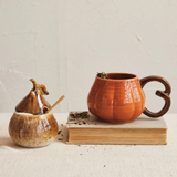 Stoneware Pumpkin Shaped Mug w/ Stem Handle