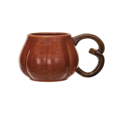 Stoneware Pumpkin Shaped Mug w/ Stem Handle