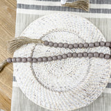 Wooden Garland with Tassel | Taupe Beads