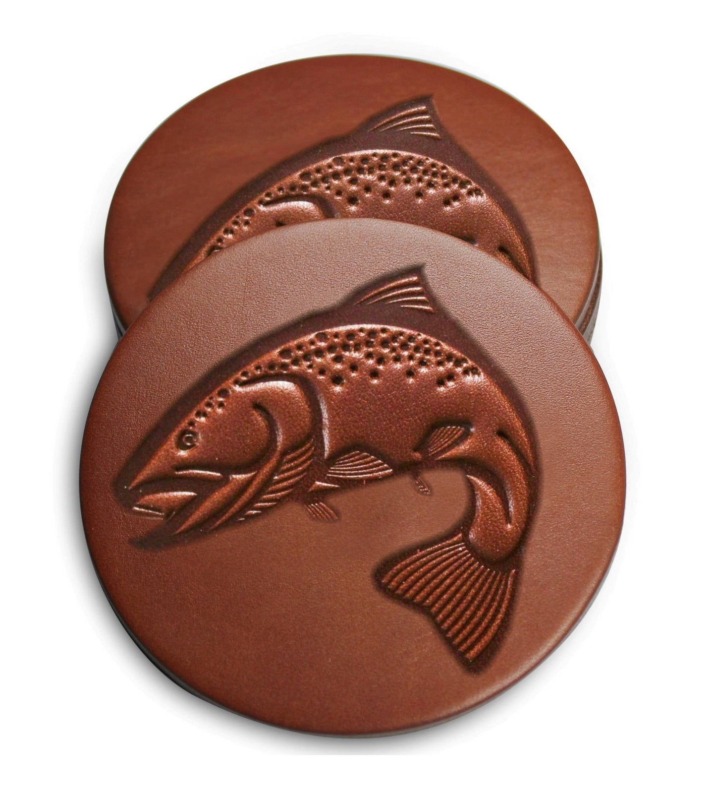 "Brook Trout" Leather Coasters Set of 4