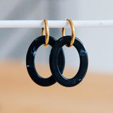 Oval Black Resin Drop Earrings