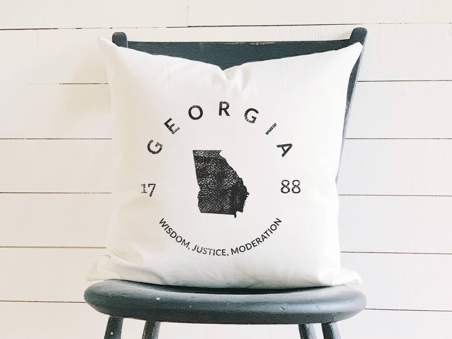 Georgia Badge & Motto - Cotton Canvas Pillow