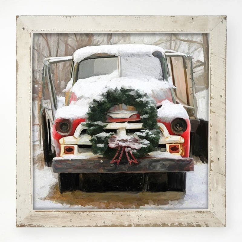Chevy Truck with Wreath White Frame