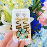 Gold "MRS" Earrings