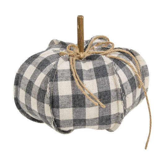 Gray Buffalo Check Stuffed Pumpkin