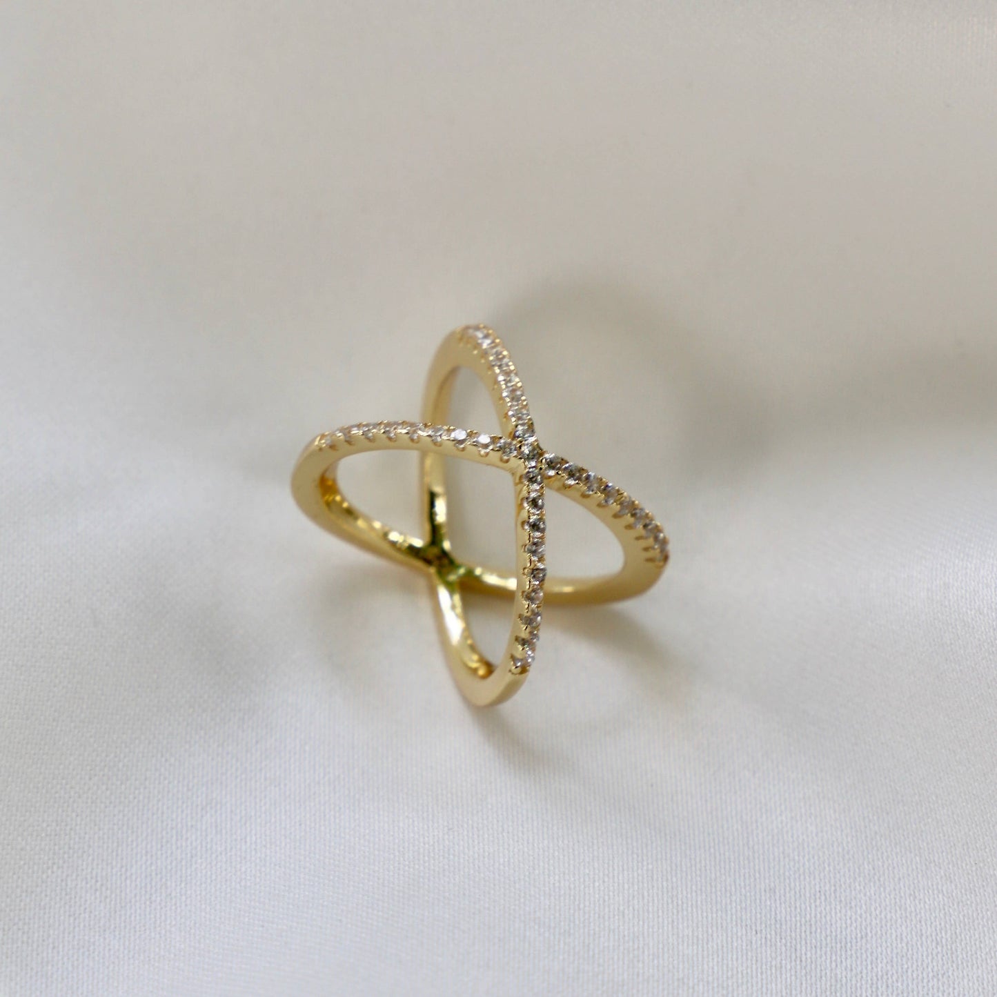 JEWELED CRISSCROSS RING