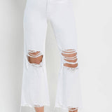90'S Vintage Crop Flare Jeans | Optic White
