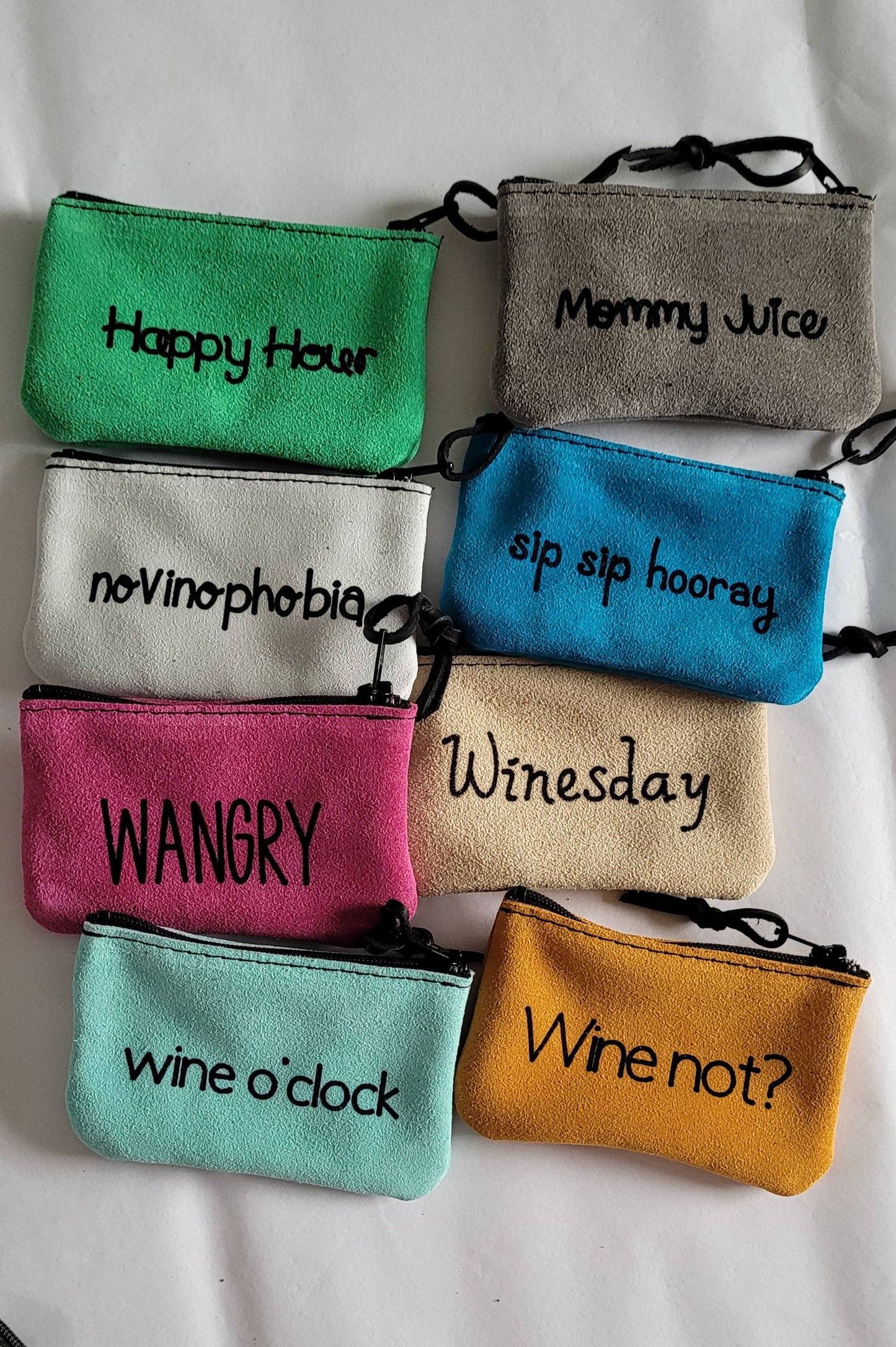 Wine Lovers Word Leather Pouch