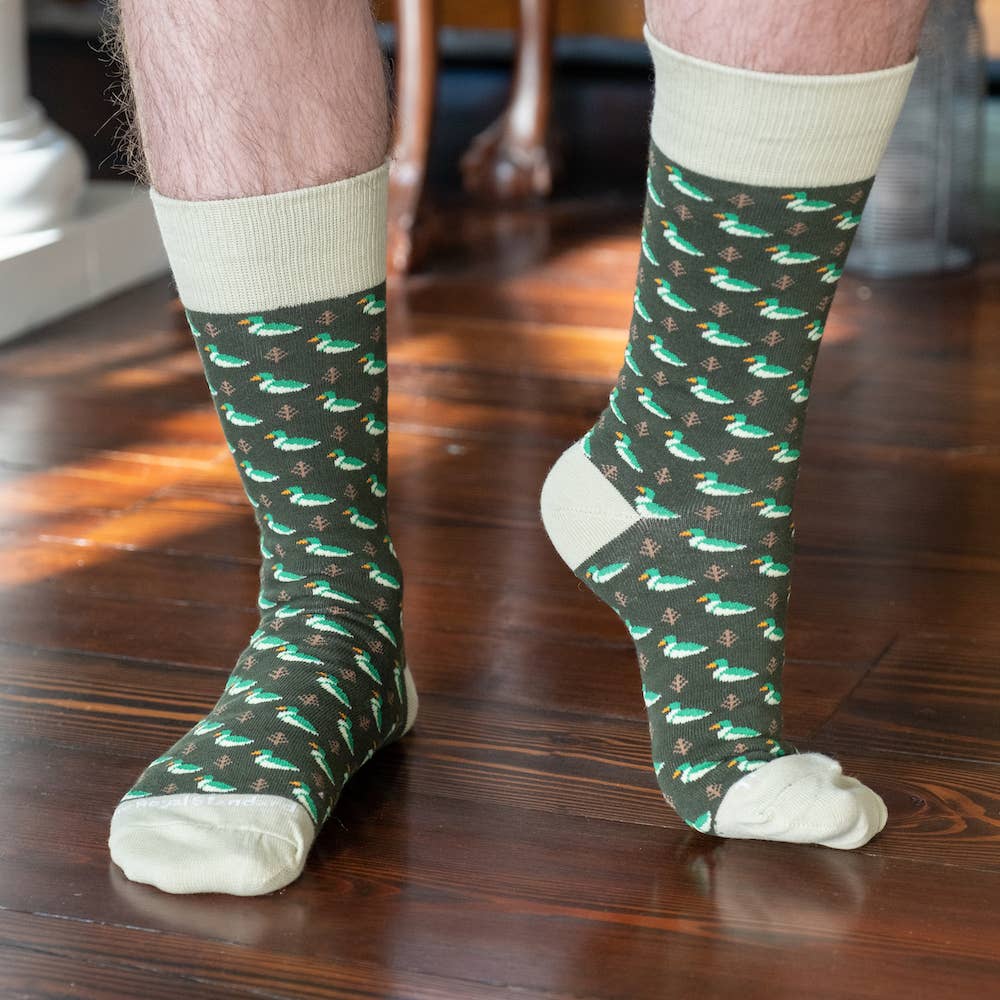 Men's Duck Socks Hunter Green/Taupe One Size