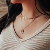 Rose Gold Necklace with Rectangle Pendant