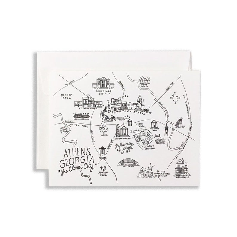 Athens, Georgia Pen and Ink Map Notecard