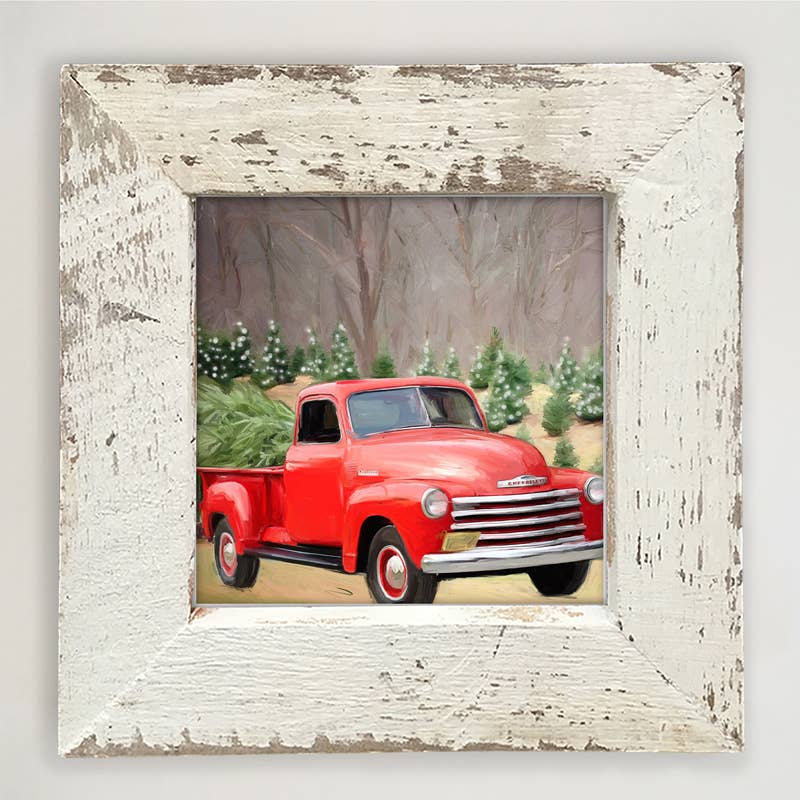 Chevy Truck With Trees l White Frame