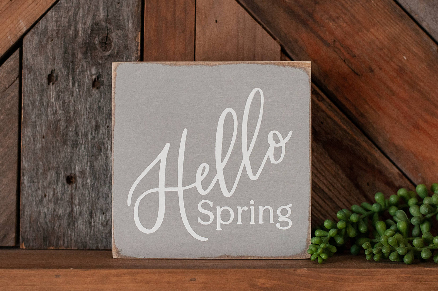 Hello Spring Painted Easter Block Sign