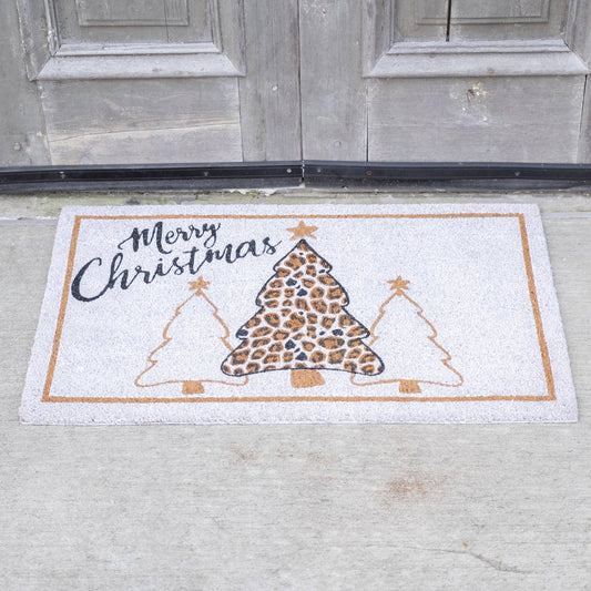 Leopard Christmas Tree Coir Doormat