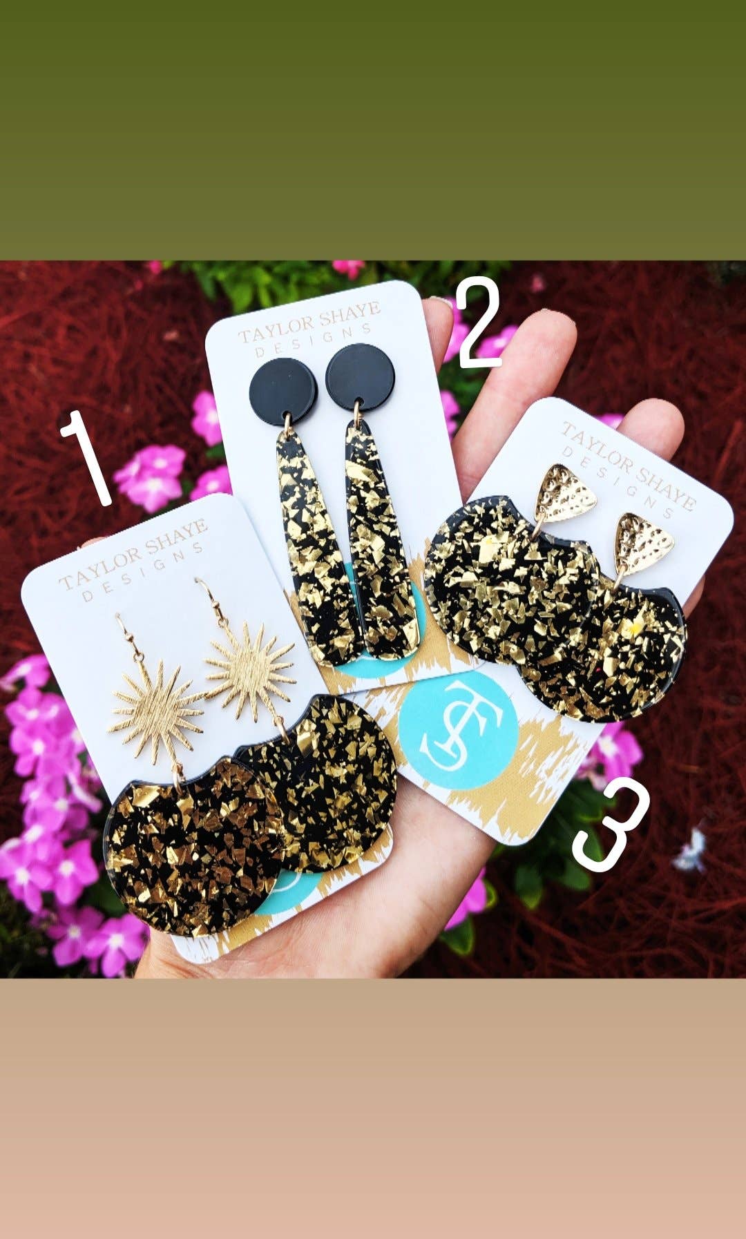 Gameday Black & Gold Burst Earrings
