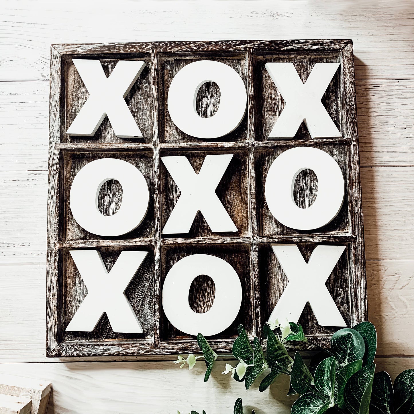 Wooden Tabletop Game + Decor, Tic Tac Toe Wood Game