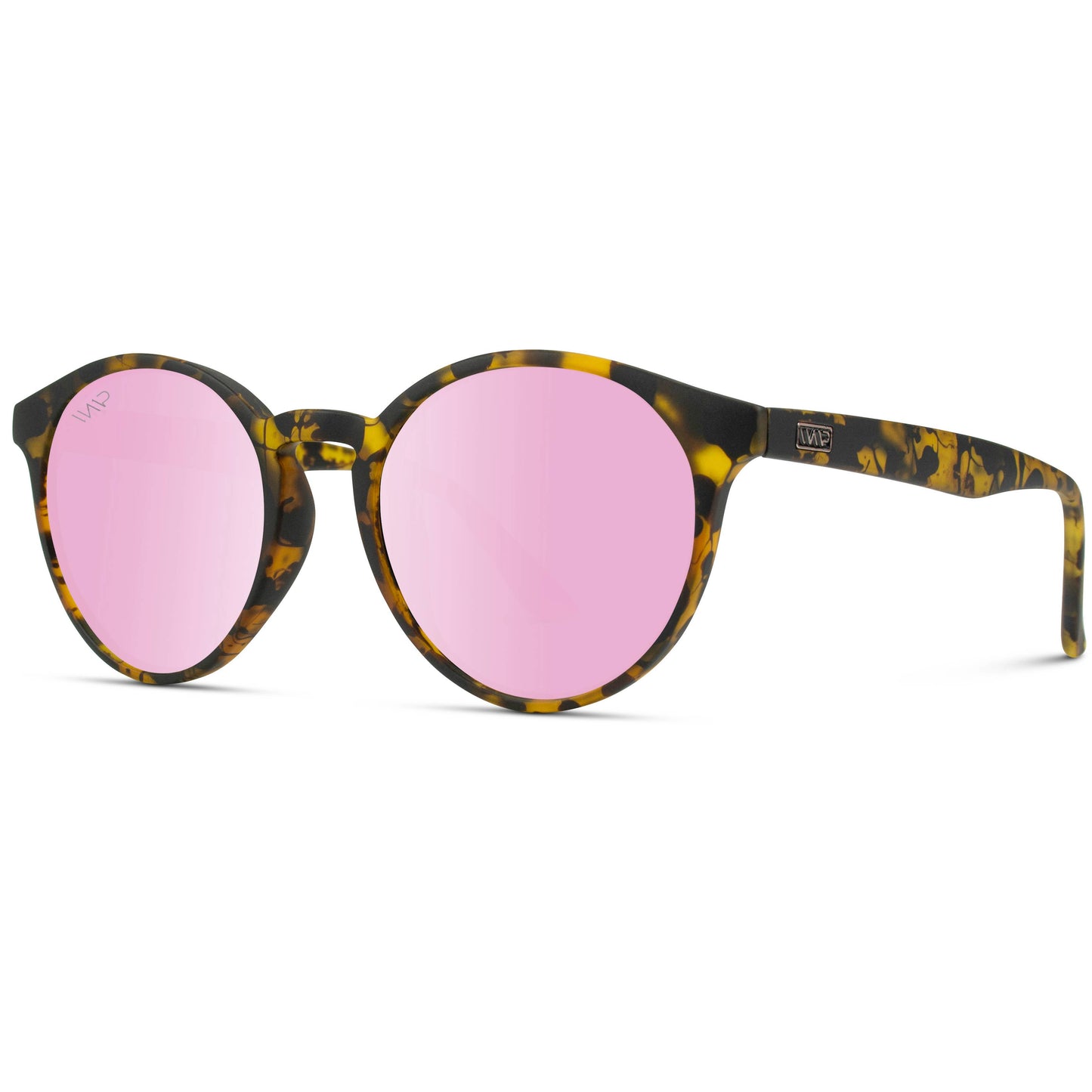 Clove - Round Classic Retro Frame Sunglasses | Tortoise Frame/Mirror Pink Lens