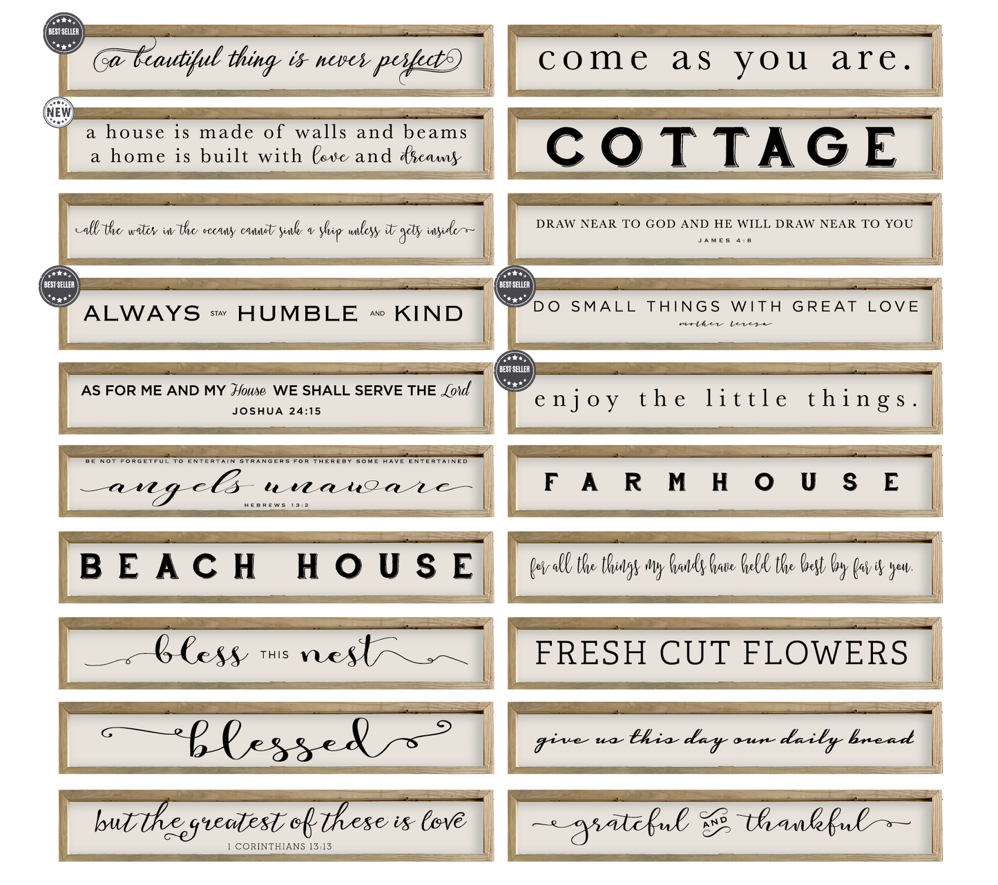 41x7 Thin Oak Framed Canvas Sign