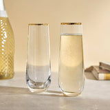 Gilded Stemless Champagne Flute Set