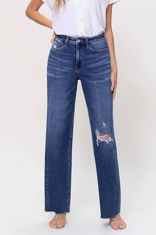 90'S VINTAGE HIGH RISE ANKLE DISTRESSED DAD JEANS || SKY ROOM