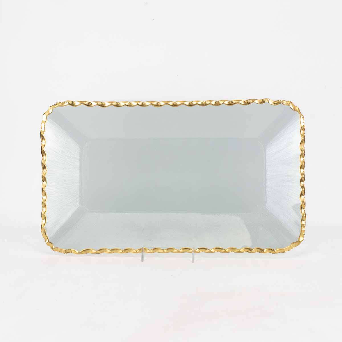 16.5x9.5 Cordova Rectangle Serving Tray - Clear/Gold