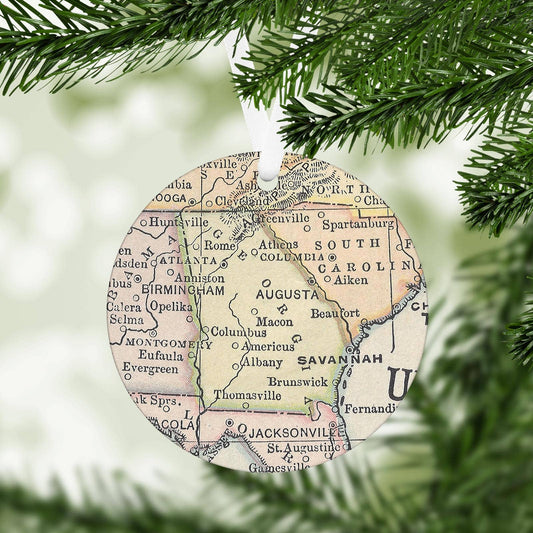 Georgia Map Christmas Ornament: Aluminum