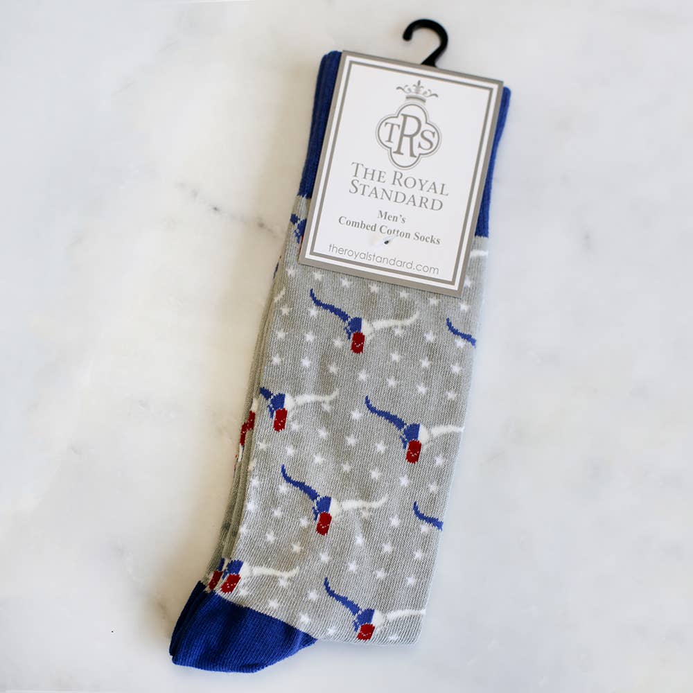 Men's Longhorn Socks Gray/Navy One Size